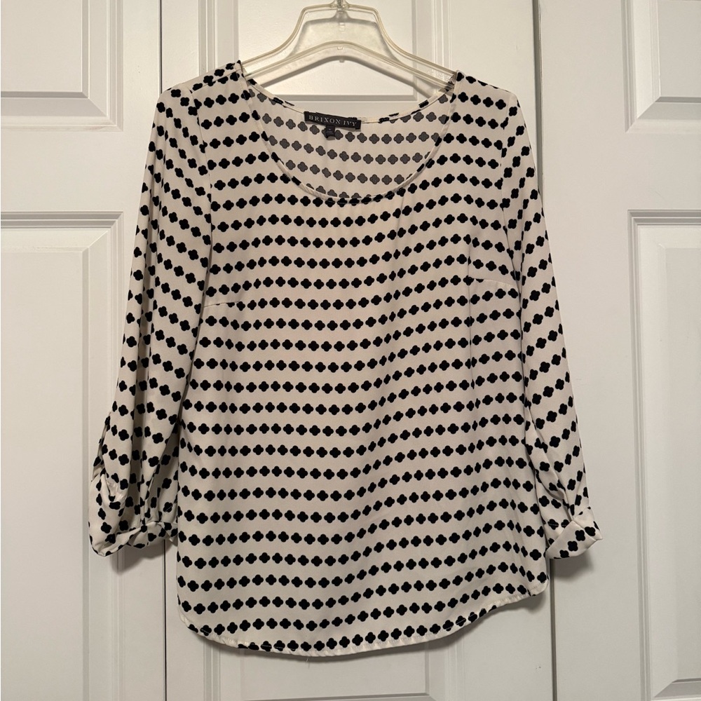 Brixon Ivy Black and White 3/4 Sleeve Blouse
